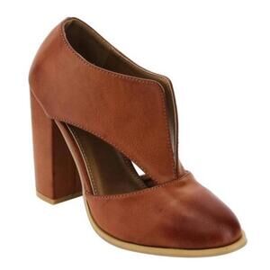 Mata Women's Shoes Faux Brown Leather Size 8.5 Chunky Block Heels